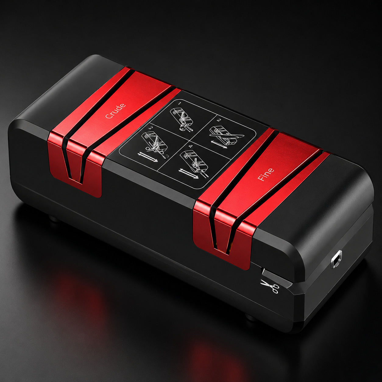 Aiguiseur électrique de couteaux noir et rouge