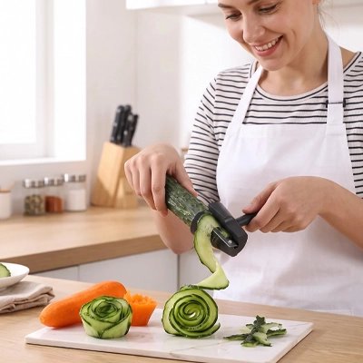 Coupe légume spirale avec concombre frais