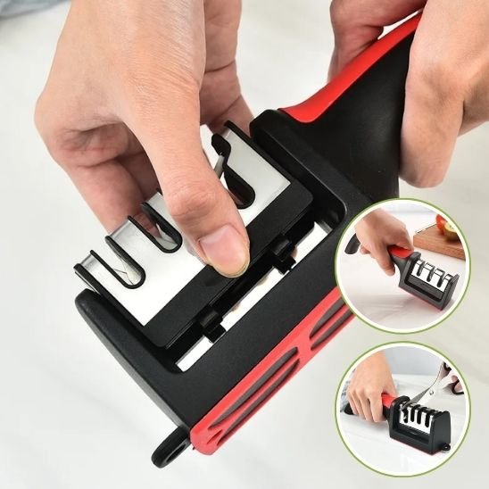 Accessoires avec aiguiseur ceramique couteau rouge