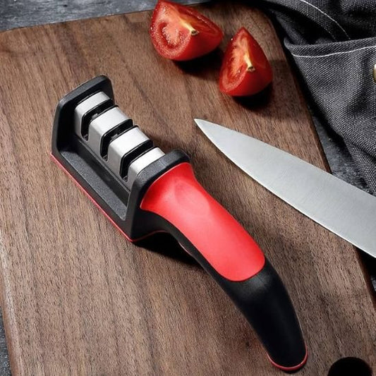 Aiguiseur ceramique couteau noir et rouge