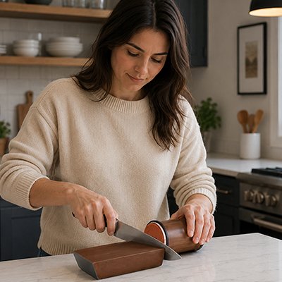Aiguiseur couteau japonais sur table de cuisine