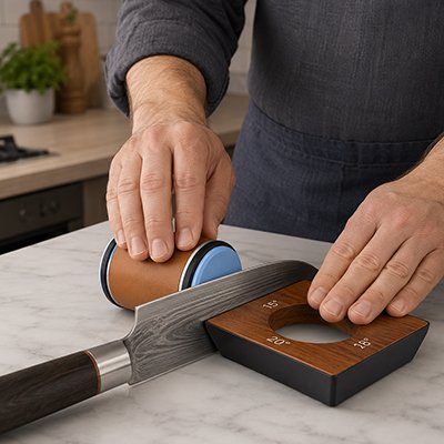 Aiguiseur de couteaux professionnel avec couteau de chef