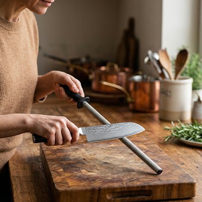 Aiguiseur de couteaux professionnel sur plan de travail