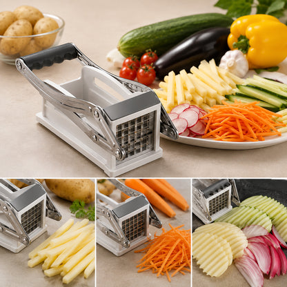 Coupe frite en inox avec légumes et frites variées