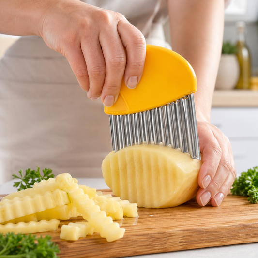 Coupe frites allumettes jaune avec pomme de terre