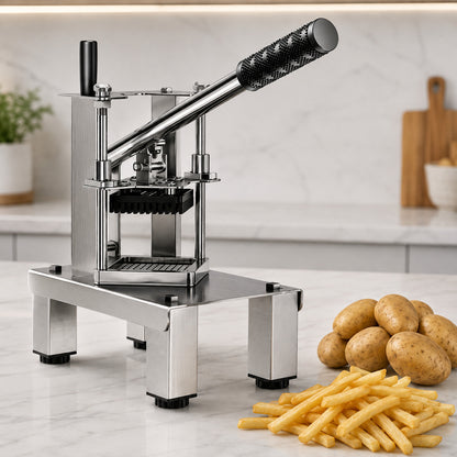 Coupe frites professionnelles avec pomme de terre en coupe