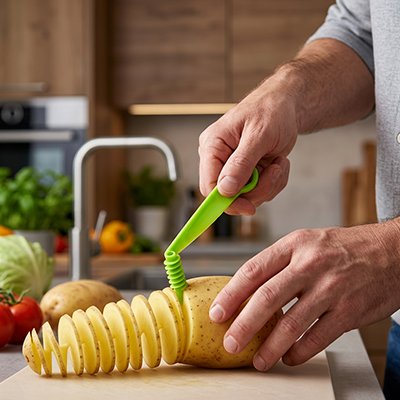 Coupe-légumes avec spirales de légumes jaunes