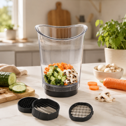 coupe légumes cubes avec bac récupérateur