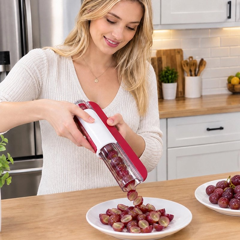 Coupe légumes cubes utilisé avec fruits rouges