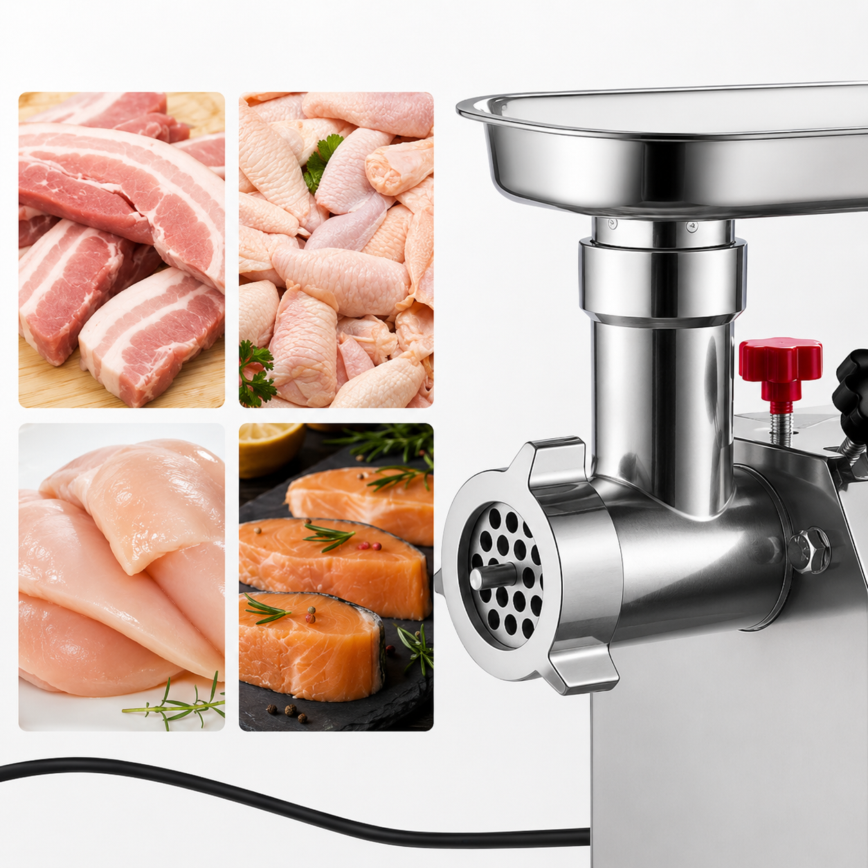 Cuisine équipée avec hachoir à viande professionnel
