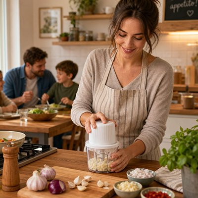 Cuisine familiale avec hachoir électrique professionnel