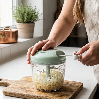 Hachoir à légumes manuel avec herbes fraîches