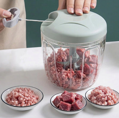 Hachoir à viande manuel à ficelle avec viande hachée