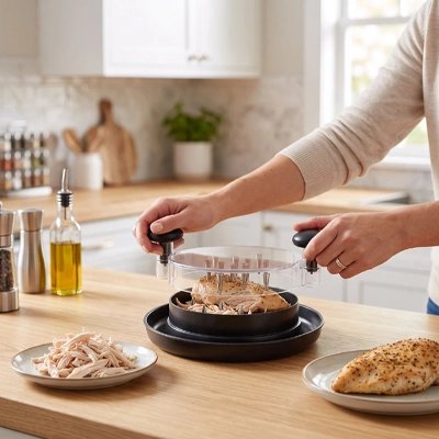 Hachoir à viande manuel avec du poulet