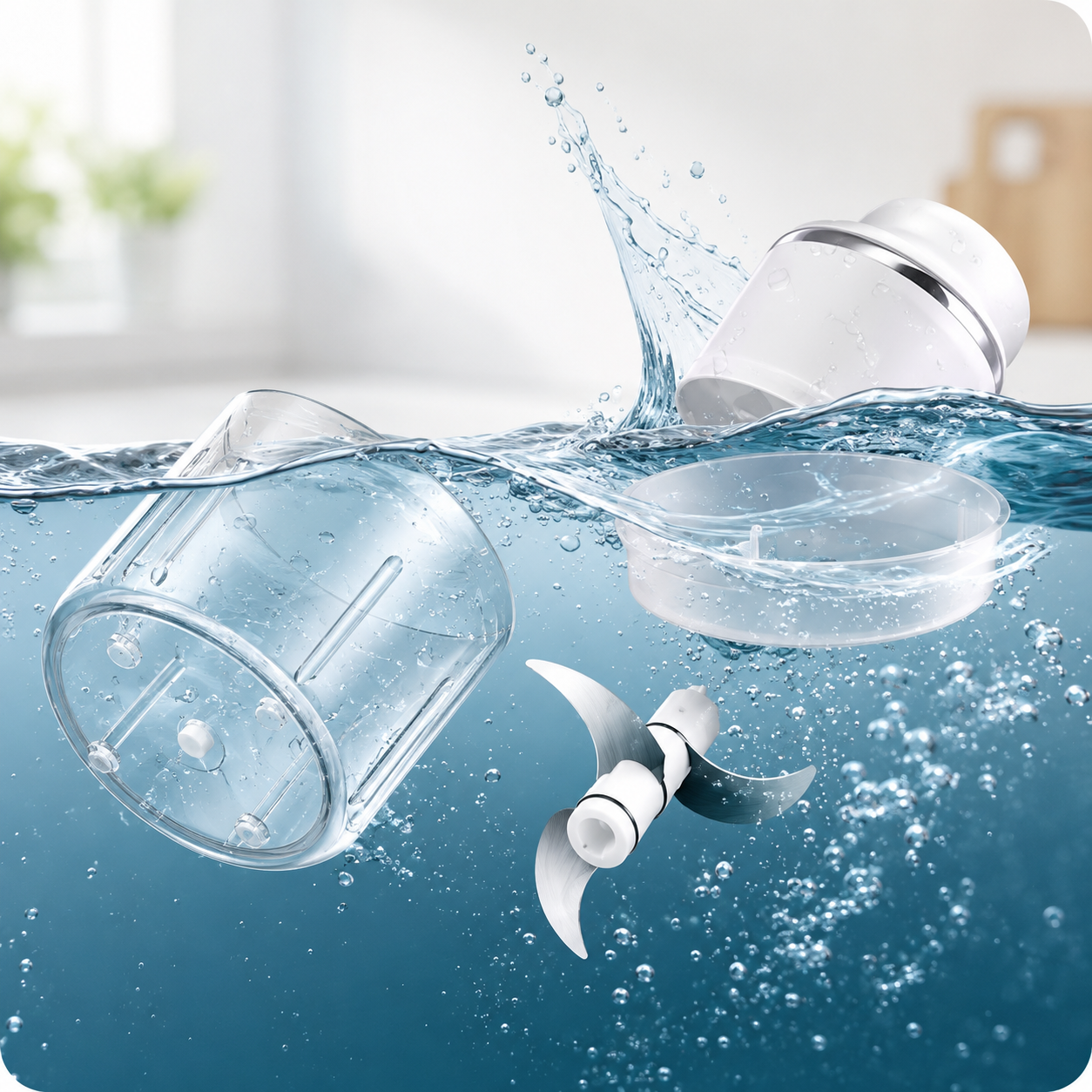 Hachoir demi lune électrique rechargeable lavé sous eau