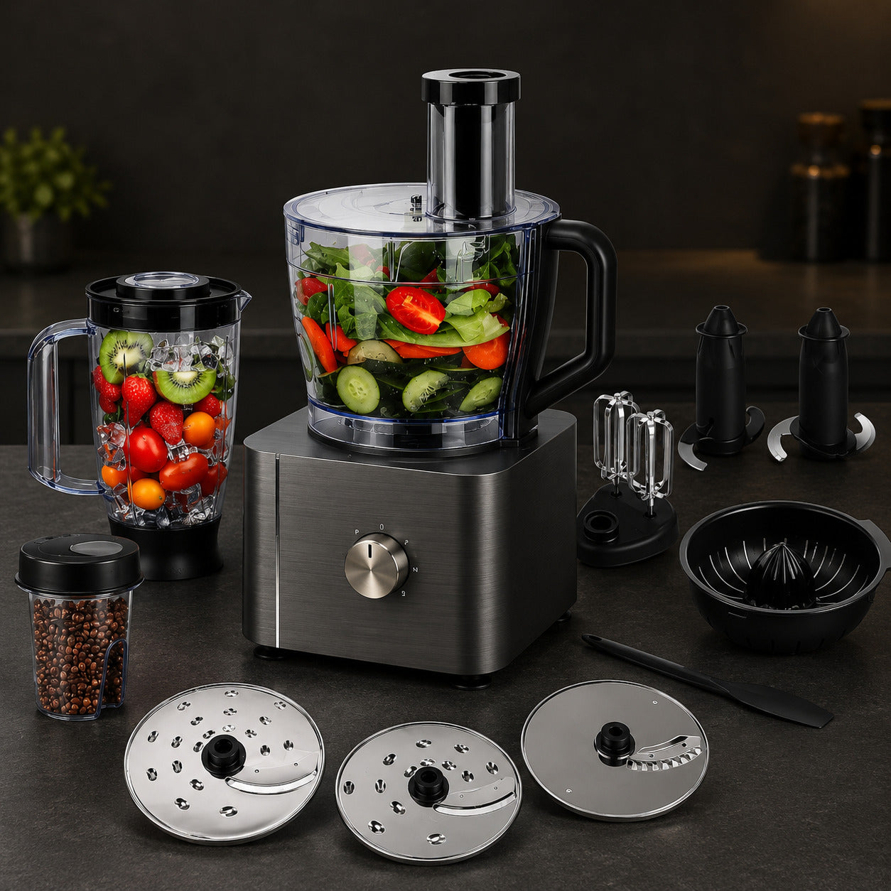 Hachoir professionnel inox avec accessoires de cuisine