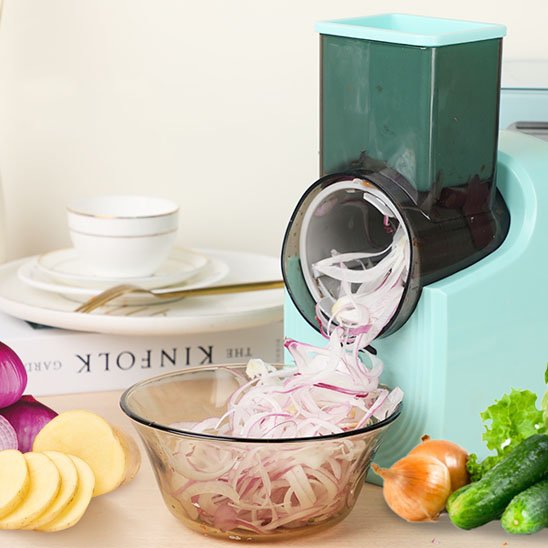 Mandoline de cuisine multifonction avec bac récupérateur