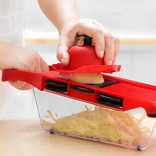 mandoline pour cuisine multifonction avec poussoir de sécurité