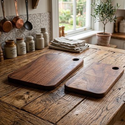petite planche à découper bois sur comptoir