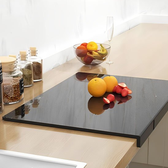 Planche a decouper avec fruits dessus