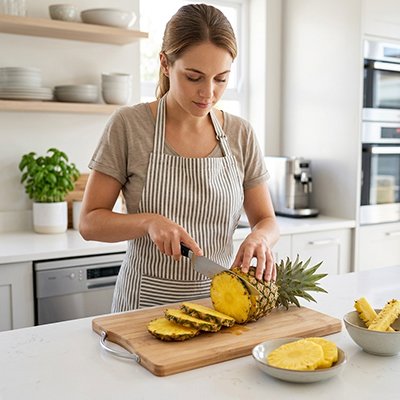 planche à découper en bambou avec ananas