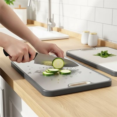 planche a decouper en inox cuisine legumes