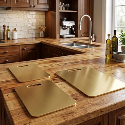 planche à découper haut de gamme inox dorée