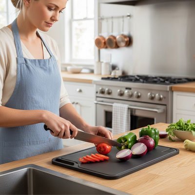 Planche a decouper legumes prepares