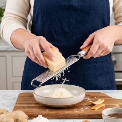 Rape a parmesan sur assiette de pâtes