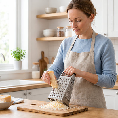 Rape a parmesan trancher sur plan de travail