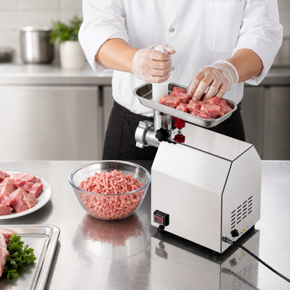 Viande fraîche avec hachoir à viande professionnel
